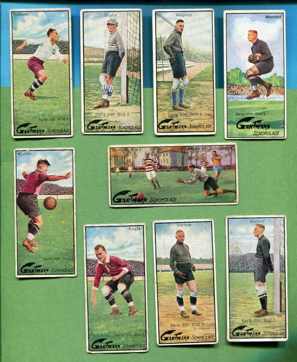 1924 GARTMANN CHOCOLADE SOCCER 9 DIFFERENT CANDY CARD LOT