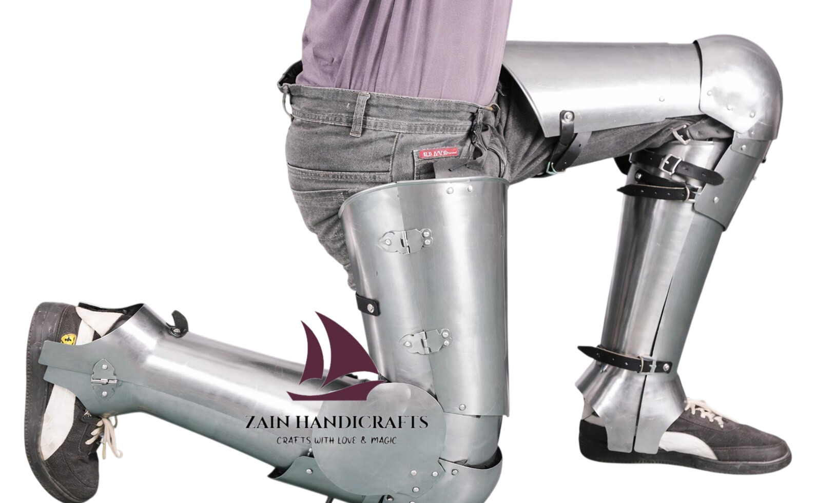 ZAIN Full Sabatons Knight Greaves Leg Armor Set Cuisses LARP Cosplay Christmas