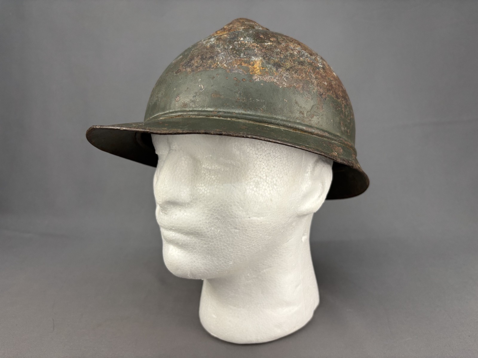 Original WW1 French Adrian M15 Helmet, Green, No Emblem/Liner/Chinstrap (7M) Original WW1 French Adrian M15 Helmet, Green, No Emblem/Liner/Chinstrap (7M)