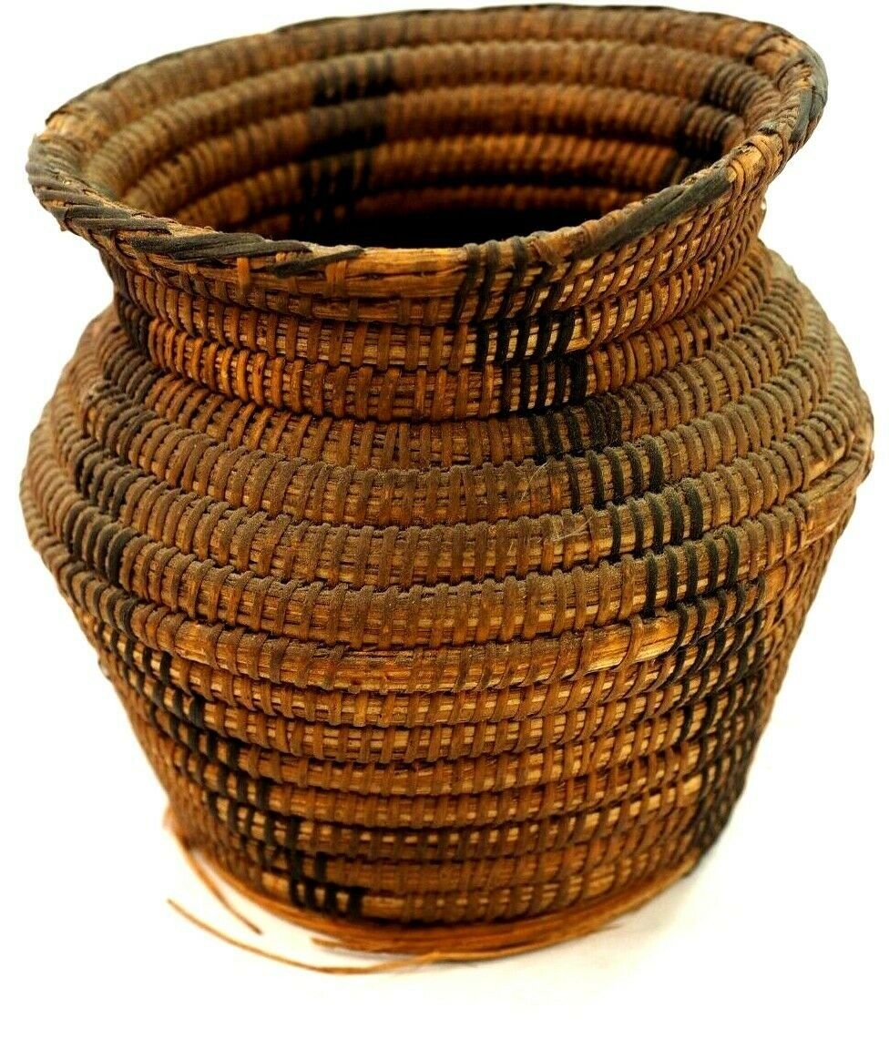 Antique Pima Bear Grass and Yucca Devil Claw Coil Basket 7\