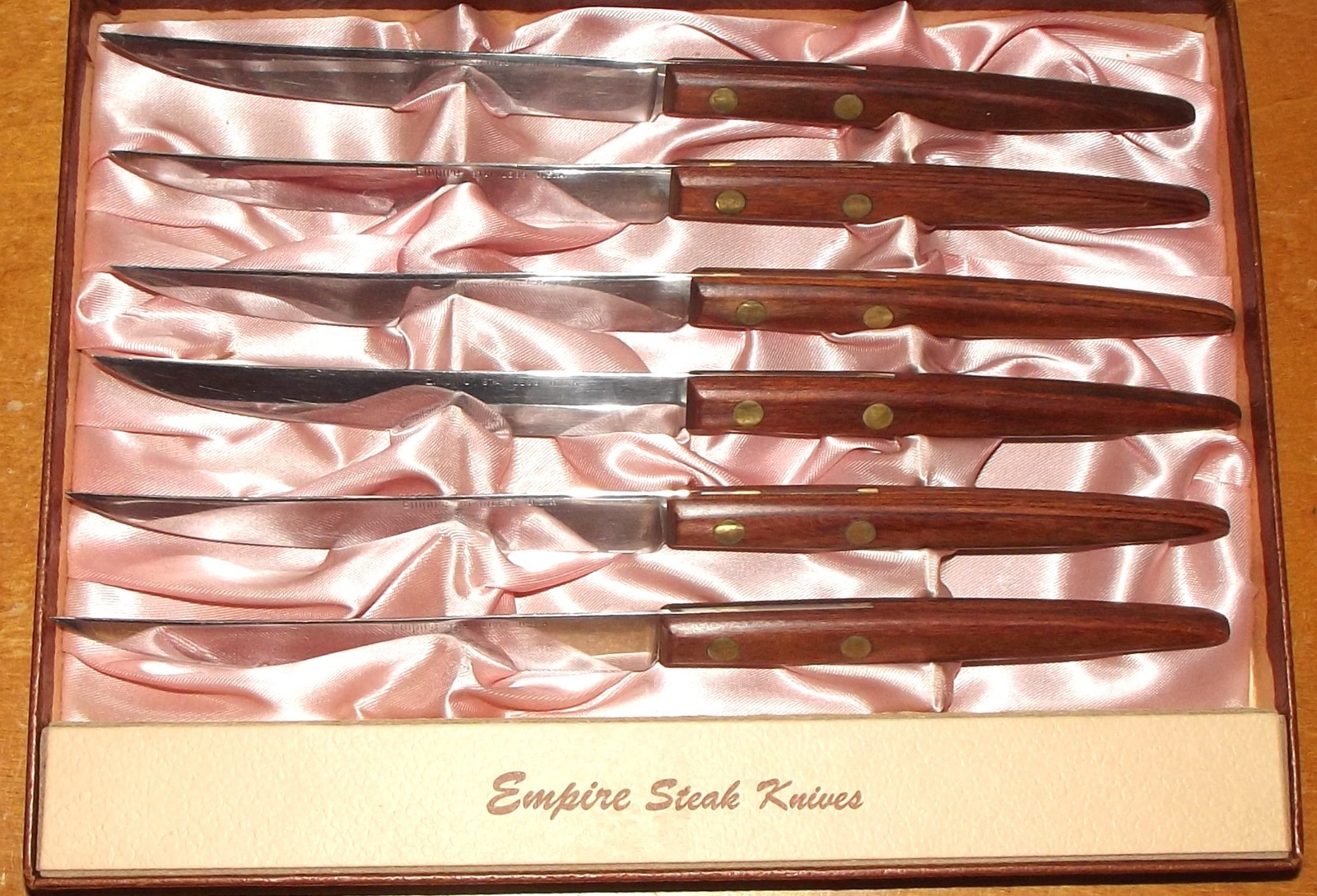 Vintage Empire Stainless Steel Wood Handle Steak Knife Set of Six