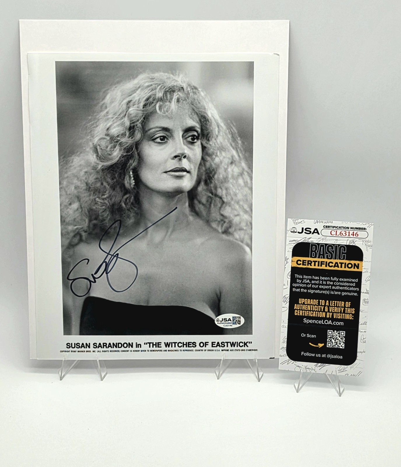 Susan Sarandon Signed 8x10 Photo The Witches of Eastwick JSA Autographed COA