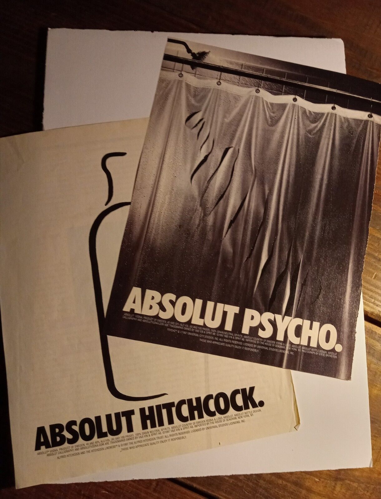 ABSOLUT VODKA ADS -- Absolut Psycho, Absolut Hitchcock, We all go a little mad.