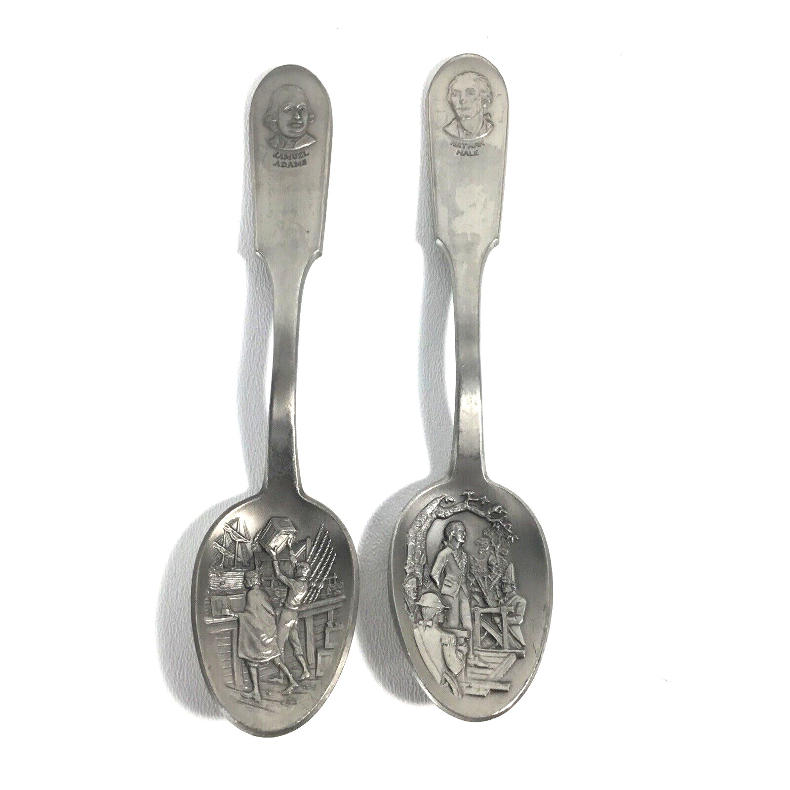 Franklin Mint Bicentennial Samuel Adam’s & Nathan Hale Spoon Collection Pewter