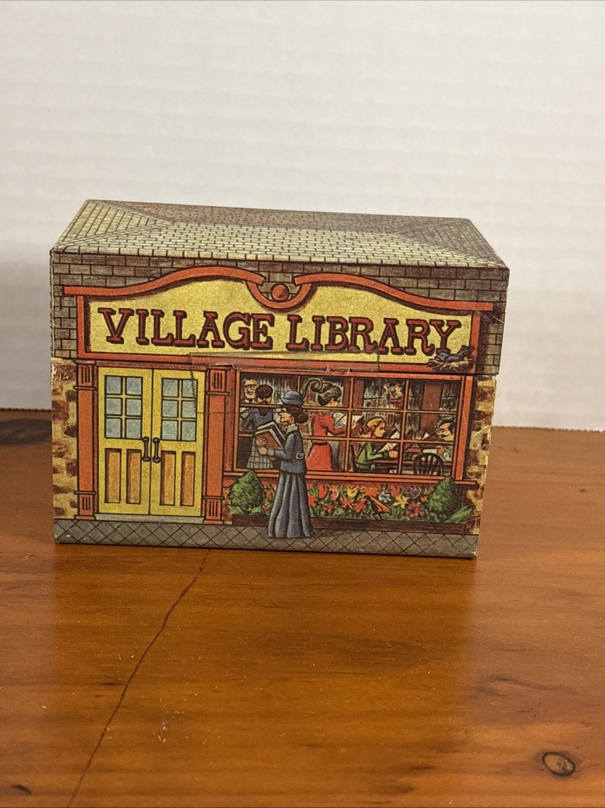 Vintage 1979 Metal Recipe Box Lithograph Village Library Vintage 1979 Metal Recipe Box Lithograph Village Library