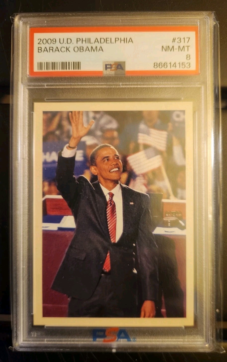2009 Upper Deck #317 Philadelphia Barack Obama PSA 8 POTUS Vote 2009 Upper Deck #317 Philadelphia Barack Obama PSA 8 POTUS Vote