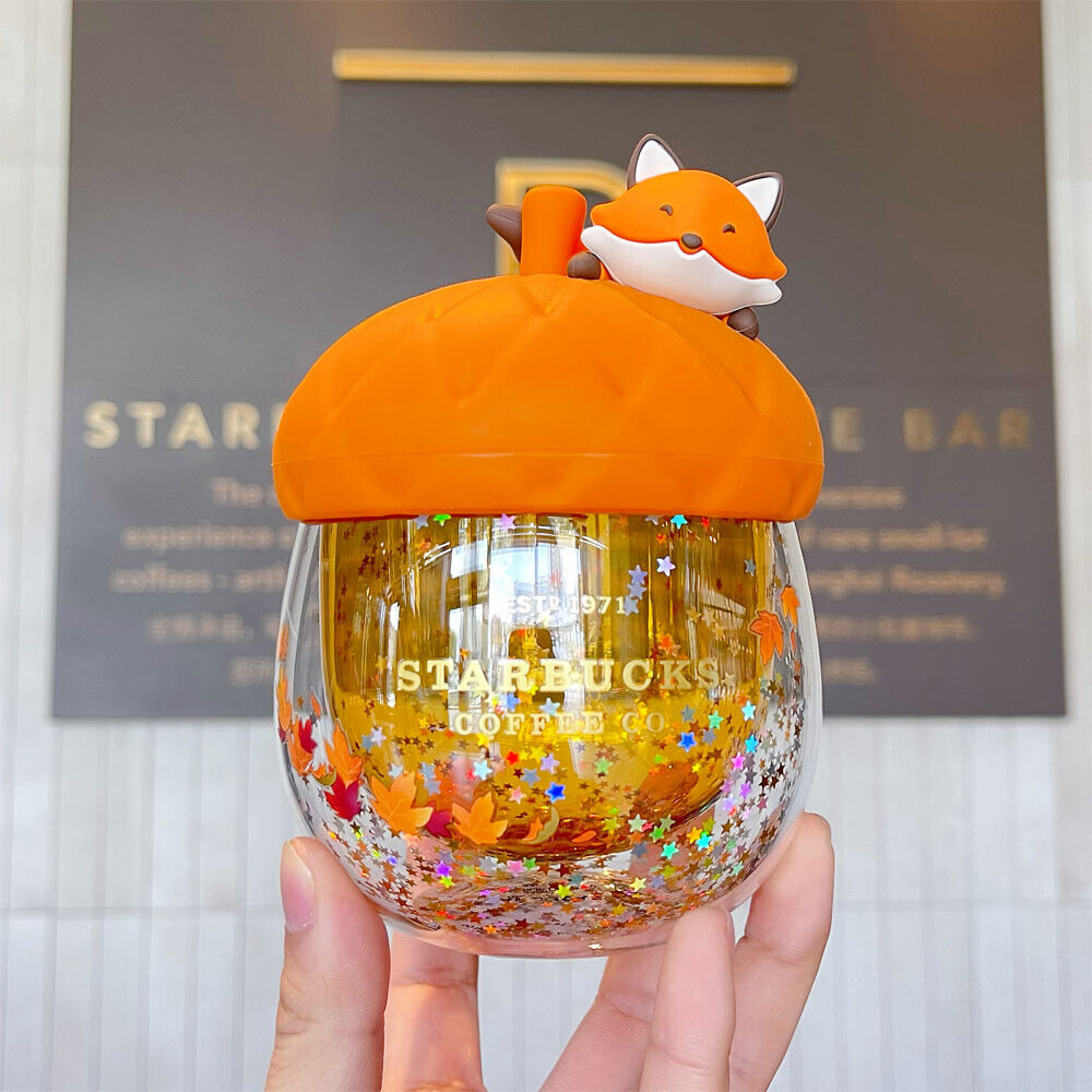 New 2021 Starbucks China Autumn Acorn Cute Fox 8oz Double Wall Glass Cup