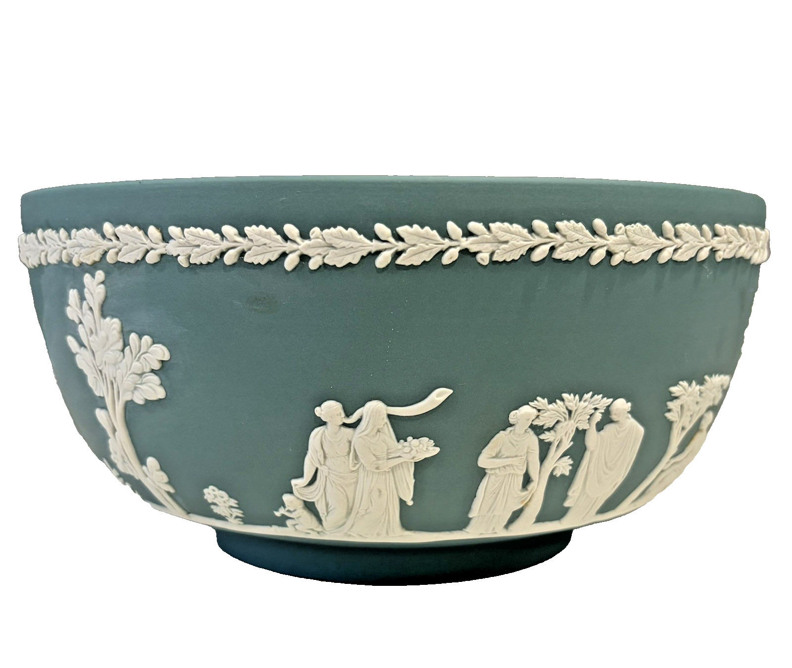 Vintage WEDGWOOD Teal Green Jasperware Sacrifice 8” Bowl made in England Matte Vintage WEDGWOOD Teal Green Jasperware Sacrifice 8” Bowl made in England Matte