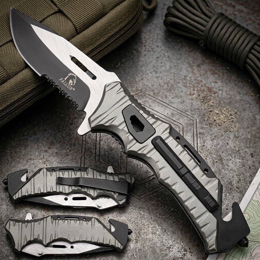 8” Outdoors Man Bushcraft Hunting EDC Everyday Pocket Knife, Camping Gear EDC