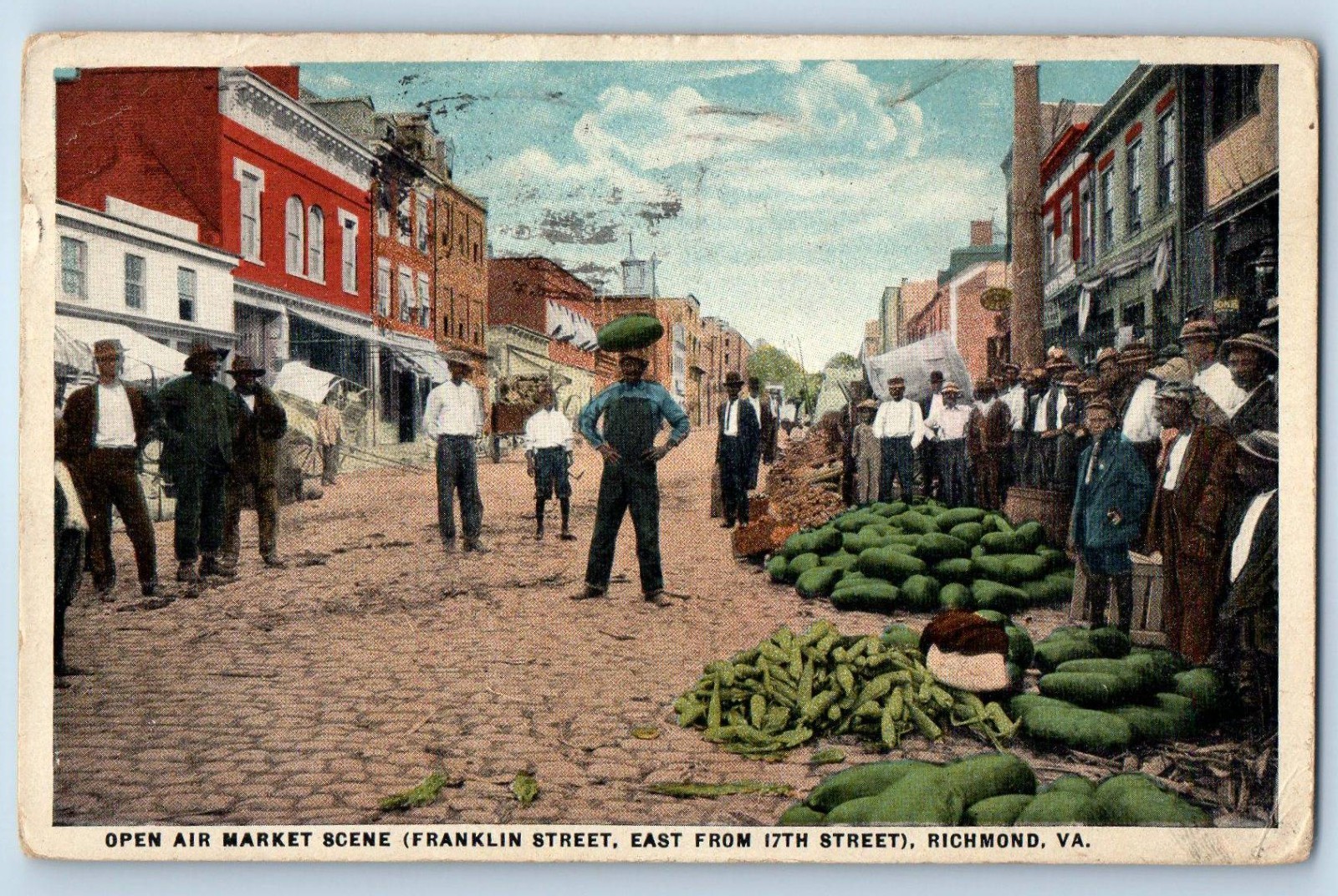 c1918 Richmond Virginia VA Postcard Open Air Market Scene Franklin Street Posted c1918 Richmond Virginia VA Postcard Open Air Market Scene Franklin Street Posted