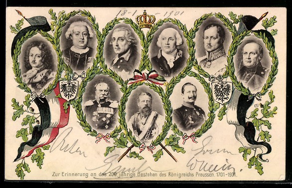 Postcard in memory of the 200th anniversary of the Kingdom of Prussia 1701-190 