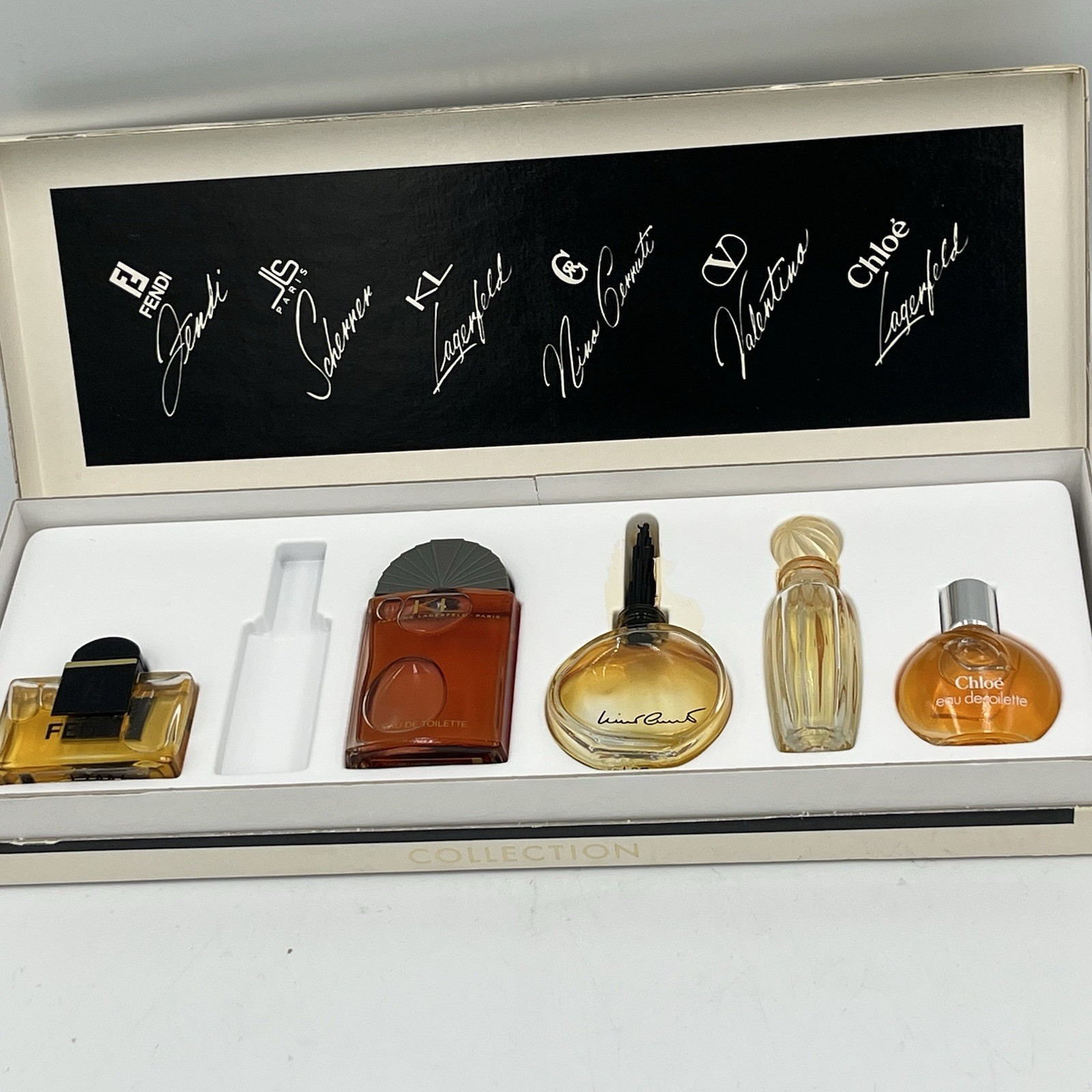Vtge Gift Set 5 Piece MINI Perfumes Fendi,KL,Nino,Valentino,Chloe Designer Vtge Gift Set 5 Piece MINI Perfumes Fendi,KL,Nino,Valentino,Chloe Designer