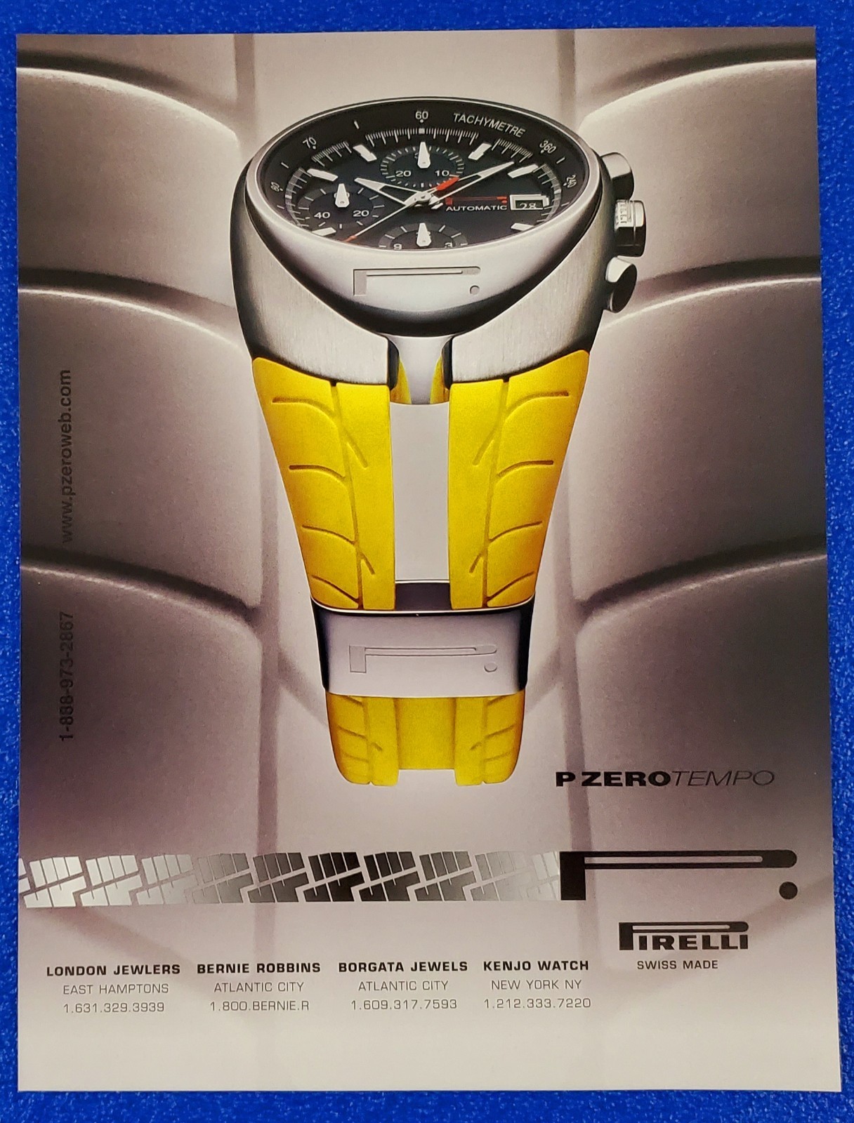 2006 PIRELLI PZERO TEMPO AUTOMATIC CHRONOGRAPH WRISTWATCH AUTO RACING PRINT AD 2006 PIRELLI PZERO TEMPO AUTOMATIC CHRONOGRAPH WRISTWATCH AUTO RACING PRINT AD