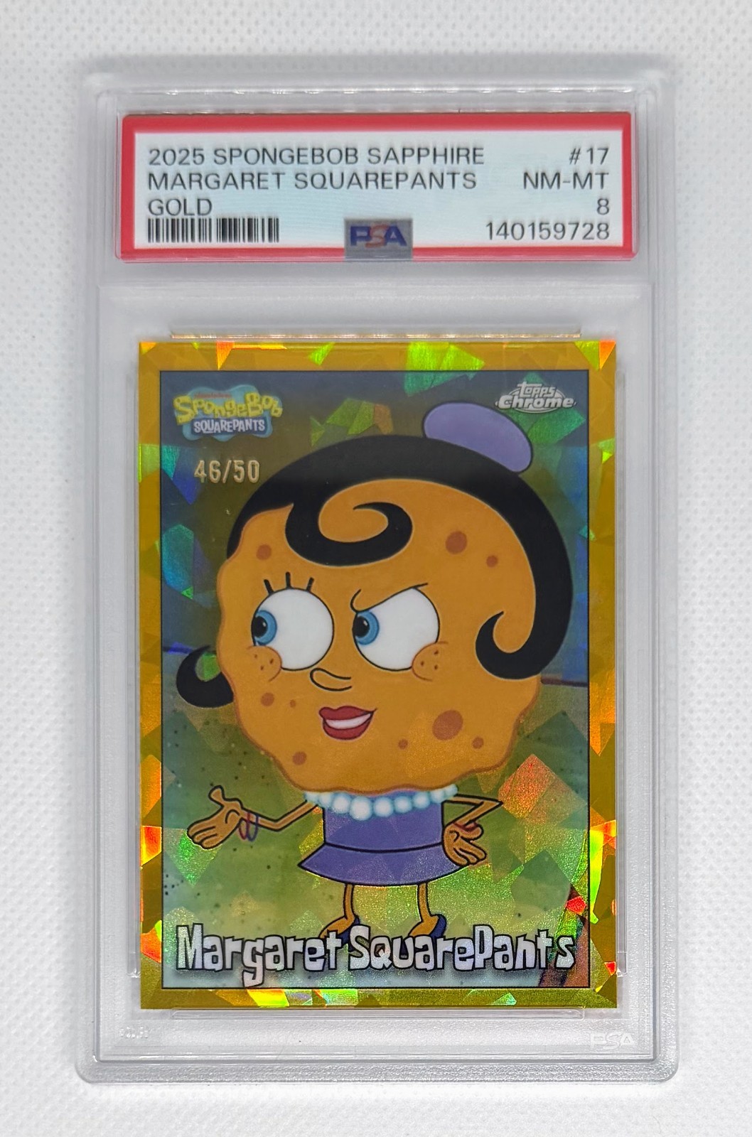 2025 Topps Chrome SpongeBob Sapphire - Margaret Squarepants #17 - Gold /50 PSA 8