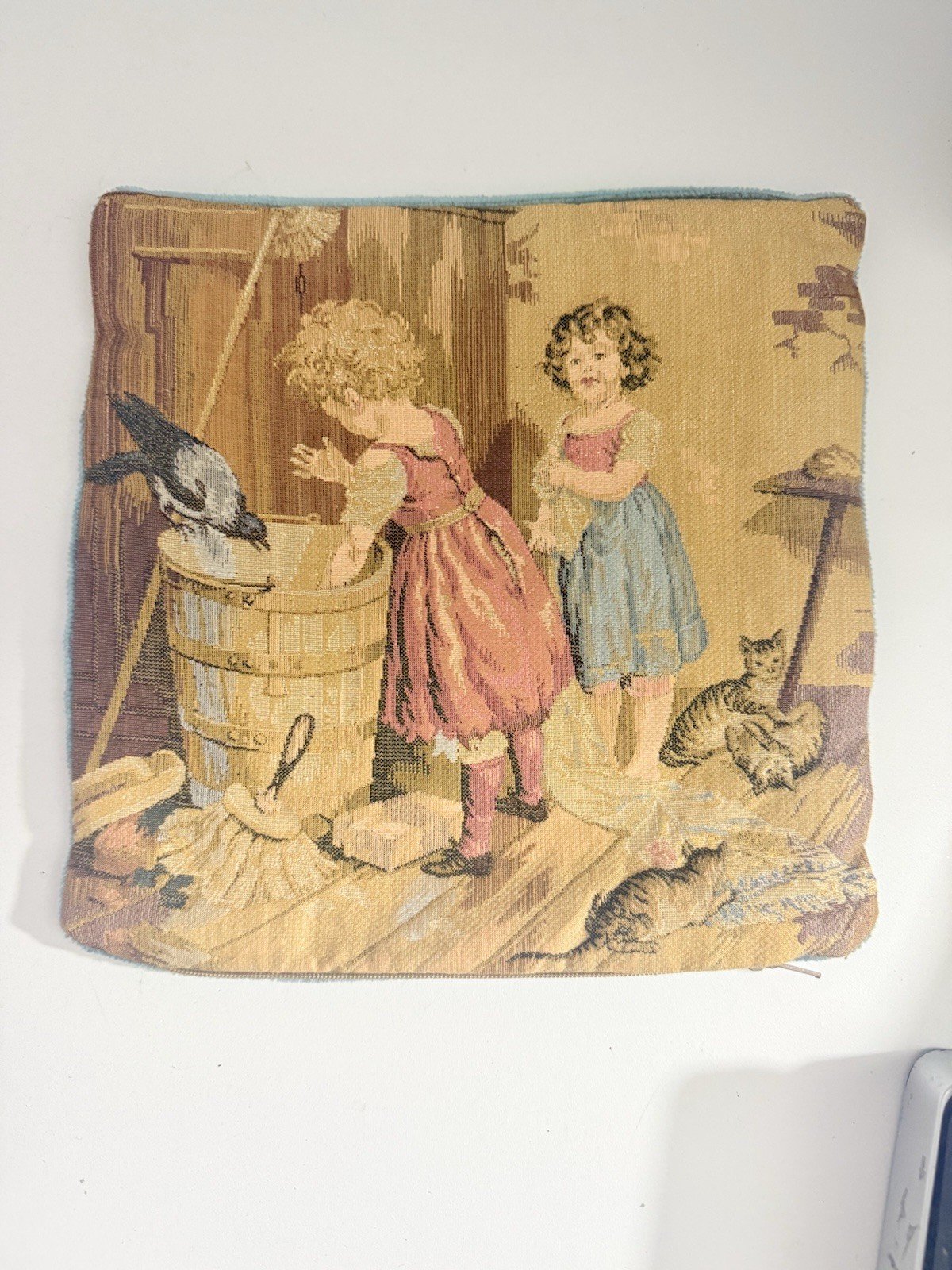 Antique French Aubusson Style Tapestry 9” X 9” made in France Antique French Aubusson Style Tapestry 9” X 9” made in France