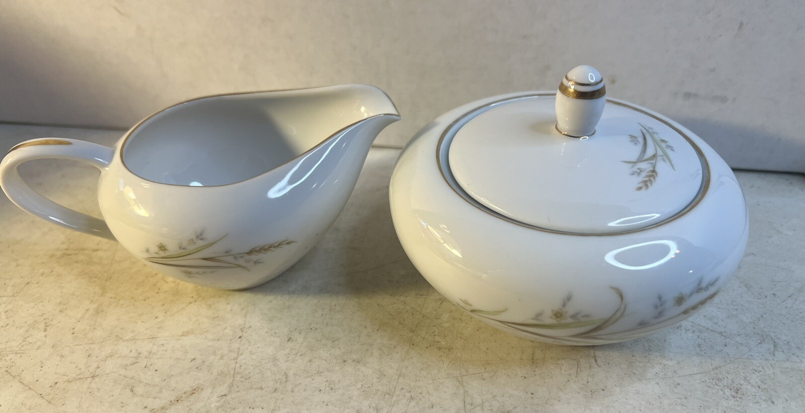 Vintage Golden Harvest Fine China Japan Wheat Sugar and creamer Set