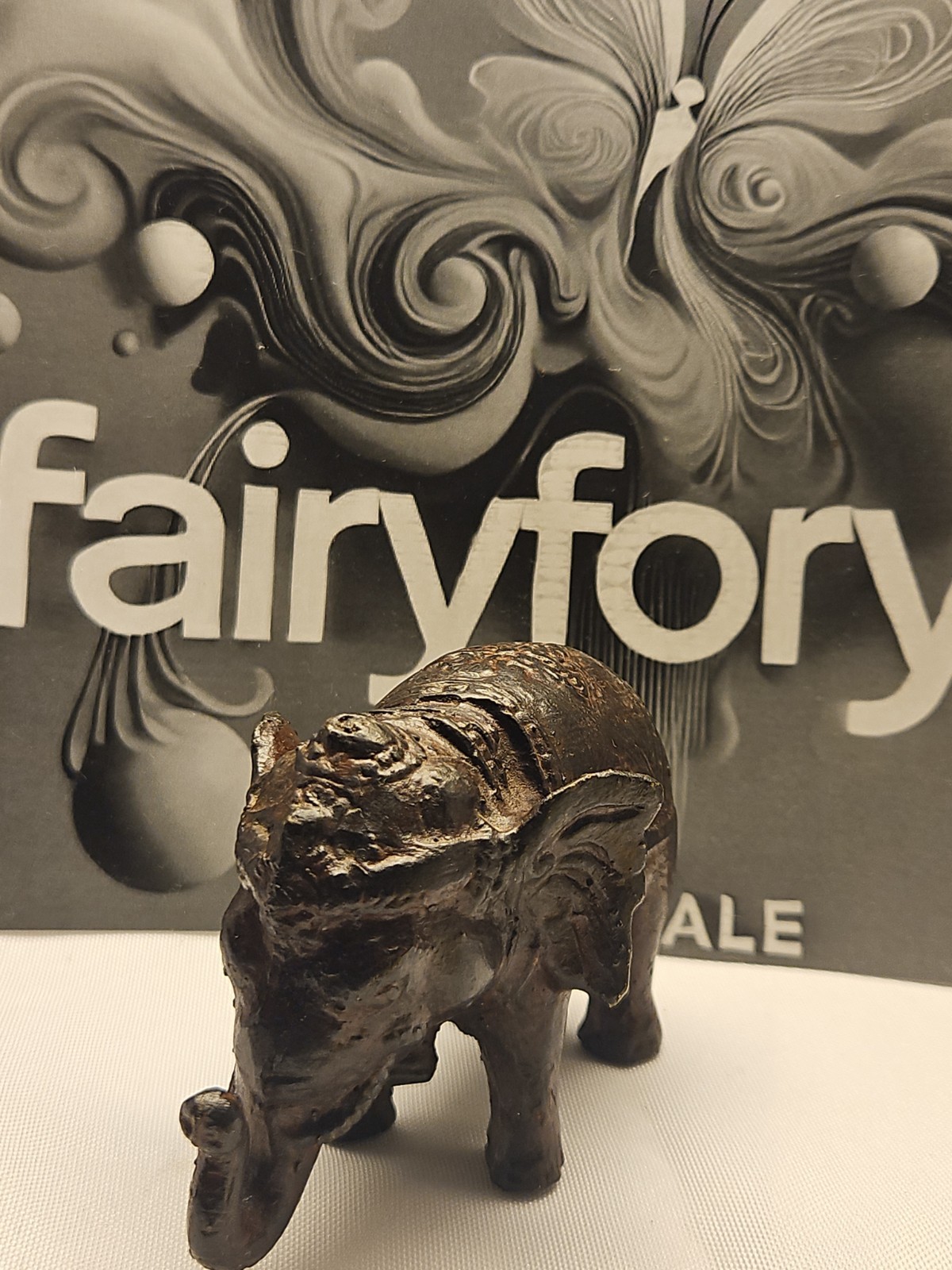 Vintage/Antique Dark patinated Bronze or Cast Heavy Copper Elephant Figurine...