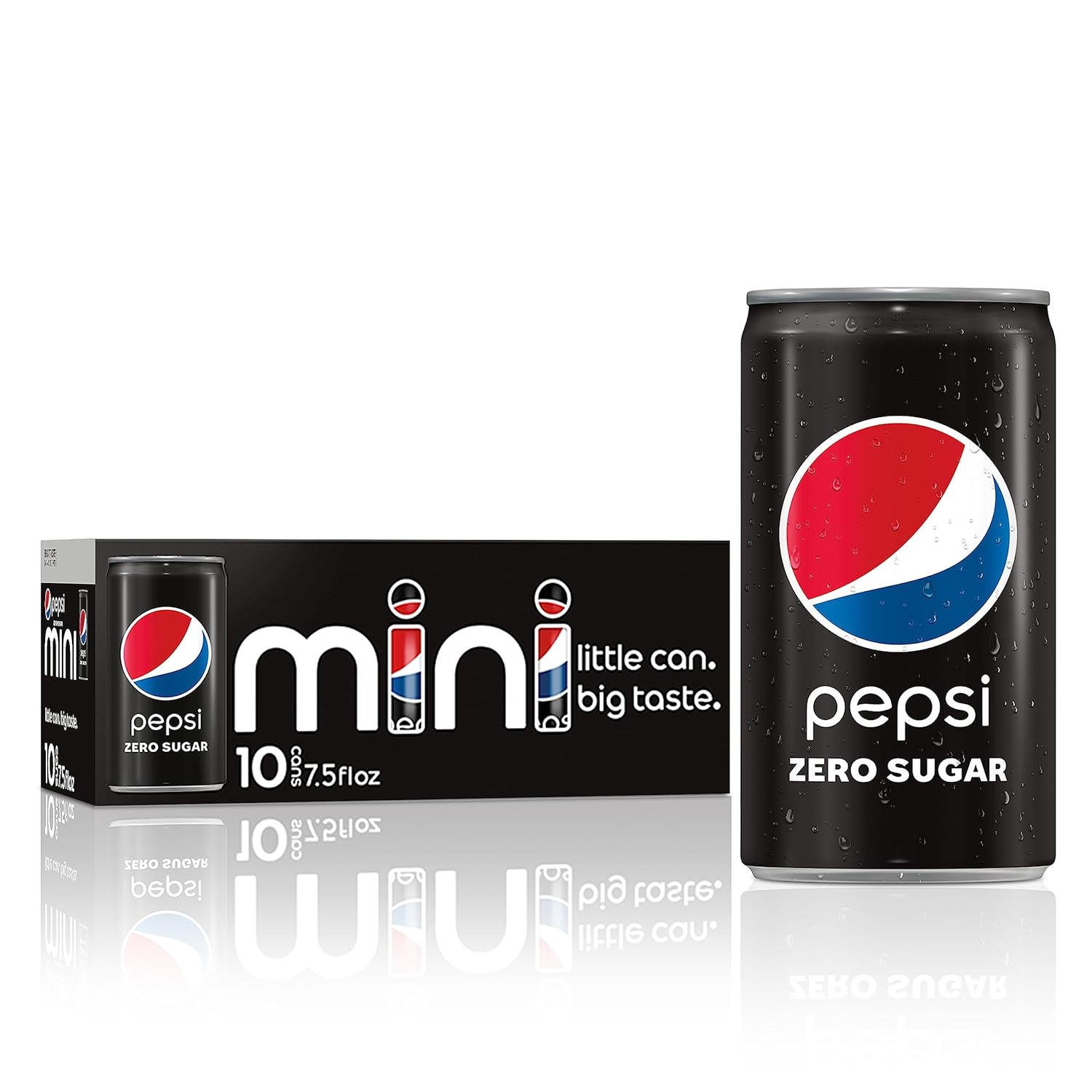 Pepsi Zero Sugar, 7.5 Ounce Mini Cans, 10 Pack