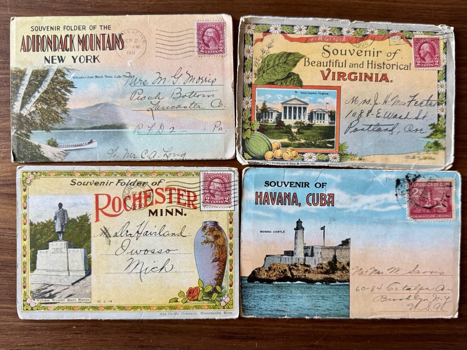 1920s-30s Adirondacks/Havana/VA/Rochester Souvenir Postcard Folder Lot of 4 1920s-30s Adirondacks/Havana/VA/Rochester Souvenir Postcard Folder Lot of 4