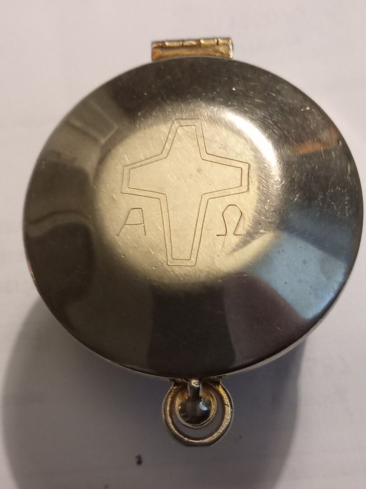 + Nice Older Large Capacity Church Pyx + Oil Stock + Chalice Co + (CU656) + Nice Older Large Capacity Church Pyx + Oil Stock + Chalice Co + (CU656)