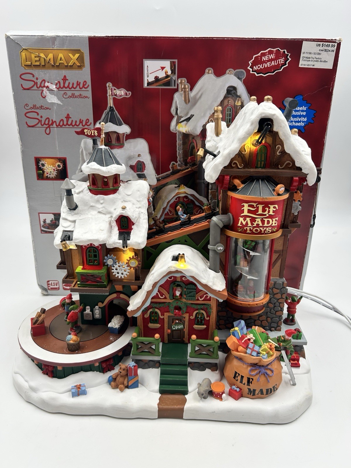 LEMAX SIGNATURE ELF MADE TOY FACTORY 75190 - LIGHTS/MOTION/SOUND Working-Read LEMAX SIGNATURE ELF MADE TOY FACTORY 75190 - LIGHTS/MOTION/SOUND Working-Read
