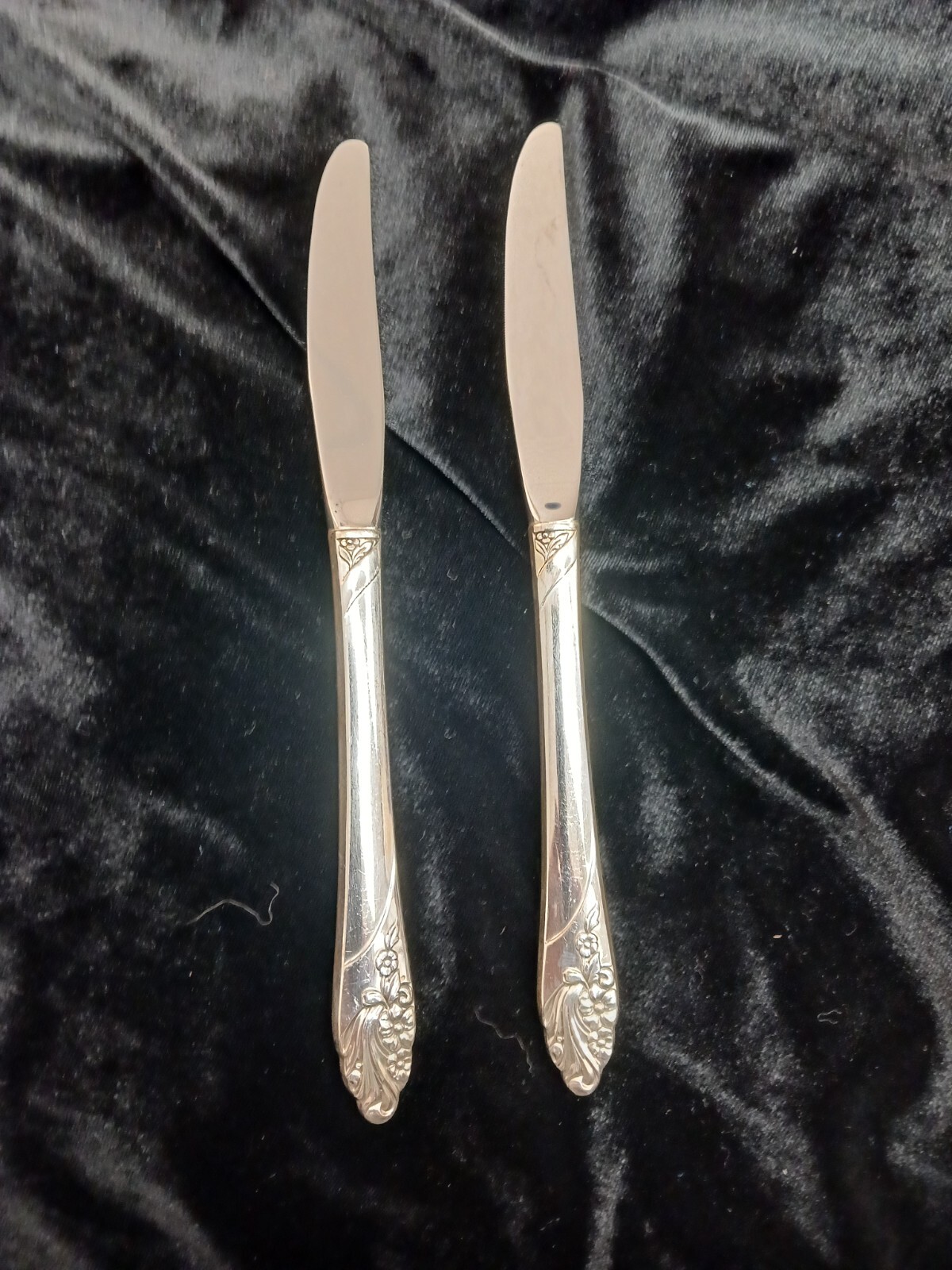 Lot of 2 Vintage Community EVENING STAR Silverplate Dinner Knives 8.5\ Lot of 2 Vintage Community EVENING STAR Silverplate Dinner Knives 8.5\