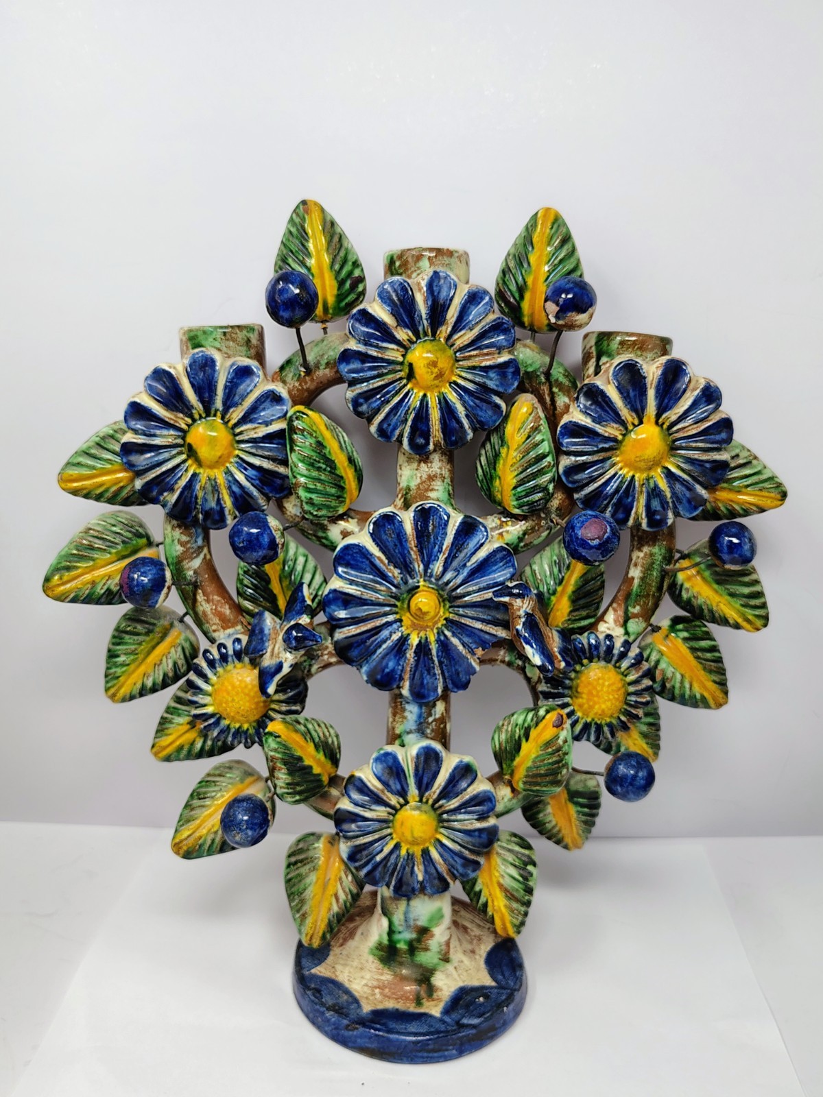 Mexican Folk Art Tree of Life Candelabra Metepec Pottery Birds Daisy 11 Mexican Folk Art Tree of Life Candelabra Metepec Pottery Birds Daisy 11