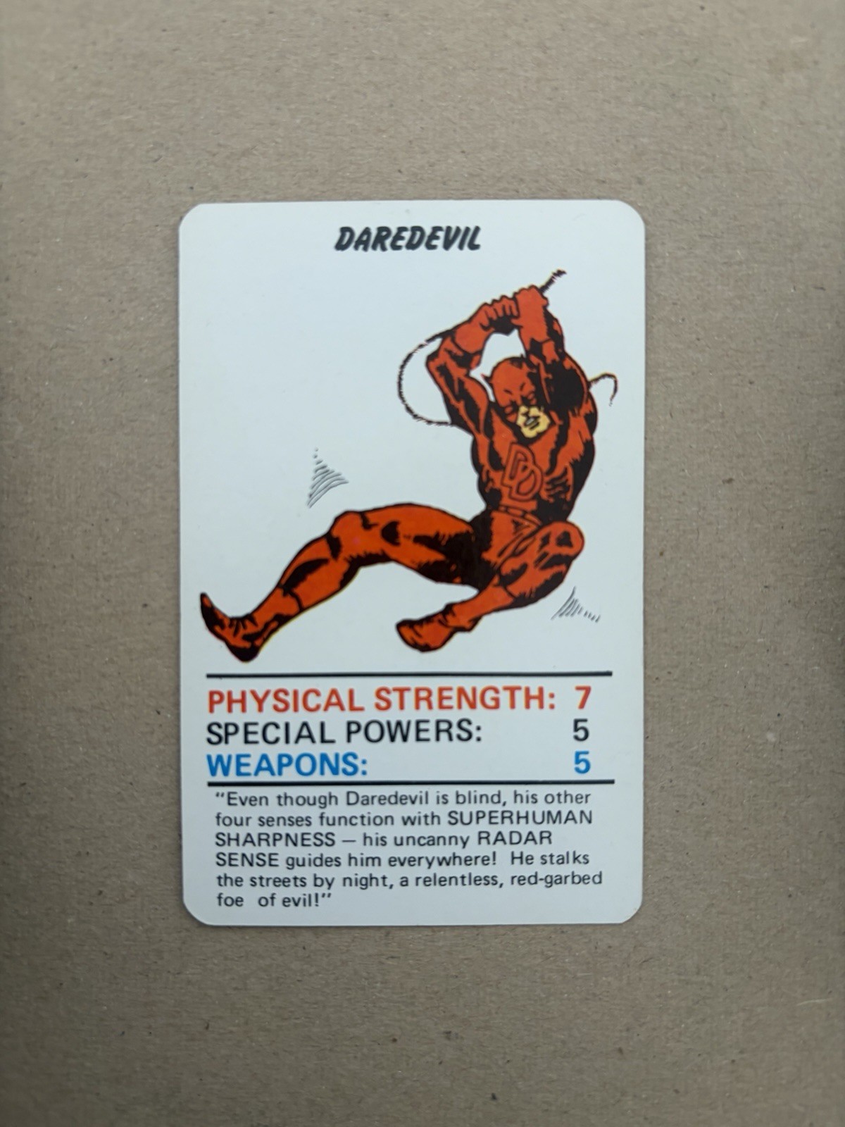 Daredevil 1977 Marvel Super Heroes Card Excellent Condition Daredevil 1977 Marvel Super Heroes Card Excellent Condition