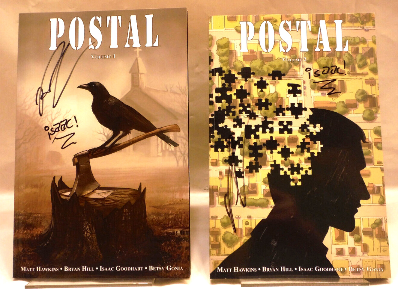Postal Vol. 1 + 2 Signed 2X Matt Hawkins + Isaac Goodhart TPB Lot VF+/NM-