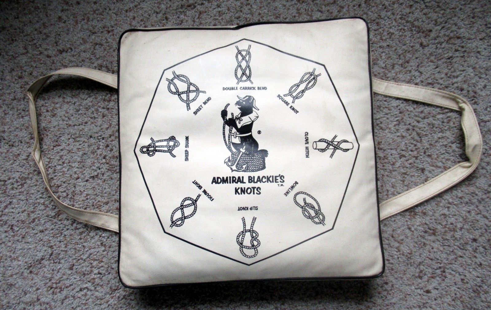 Vintage 1960s Admiral Blackie's Safety Rules Vinyl Boat Seat Cushion VGC Vintage 1960s Admiral Blackie's Safety Rules Vinyl Boat Seat Cushion VGC