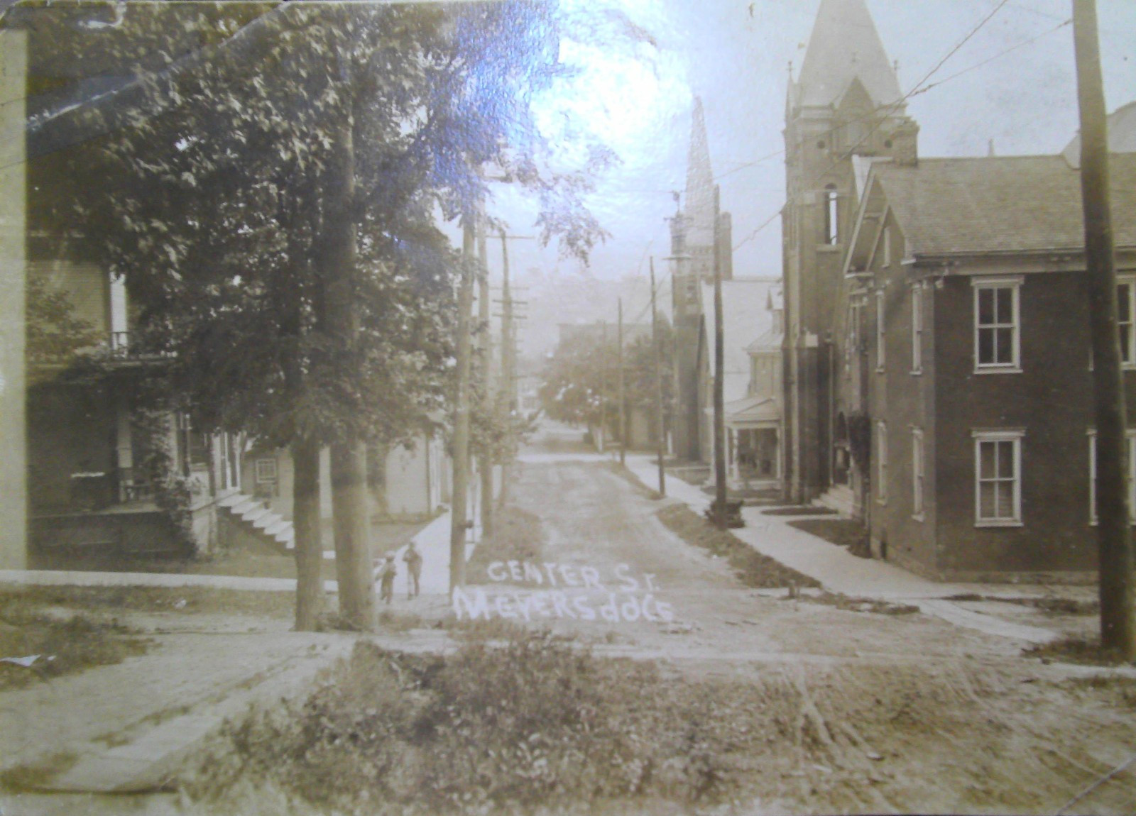 Antique Circa 1910 Meyersdale PA Center Street Photo Churches Somerset County