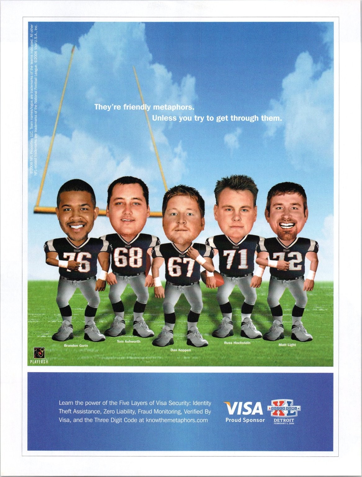VISA Super Bowl XL NFL Players Magazine Ad 2006 Football Metaphors Print VISA Super Bowl XL NFL Players Magazine Ad 2006 Football Metaphors Print