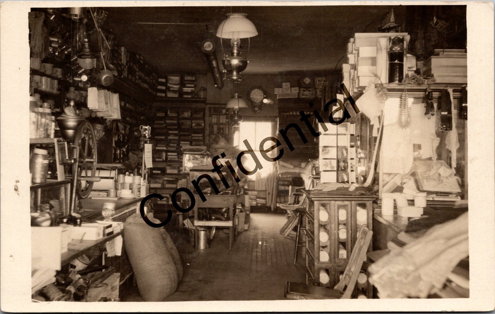 Real Photo Interior Store w/ Postcard Display Rack In View Unknown RPPC Y253 Real Photo Interior Store w/ Postcard Display Rack In View Unknown RPPC Y253