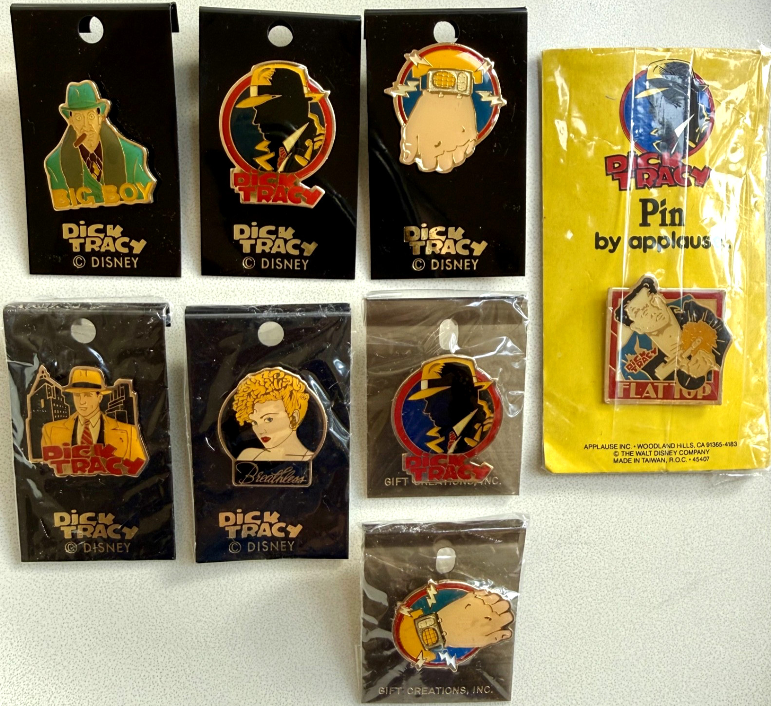 1990 Disney Dick Tracy 8 Pin Lot Applause Gift Creations Sealed NOS