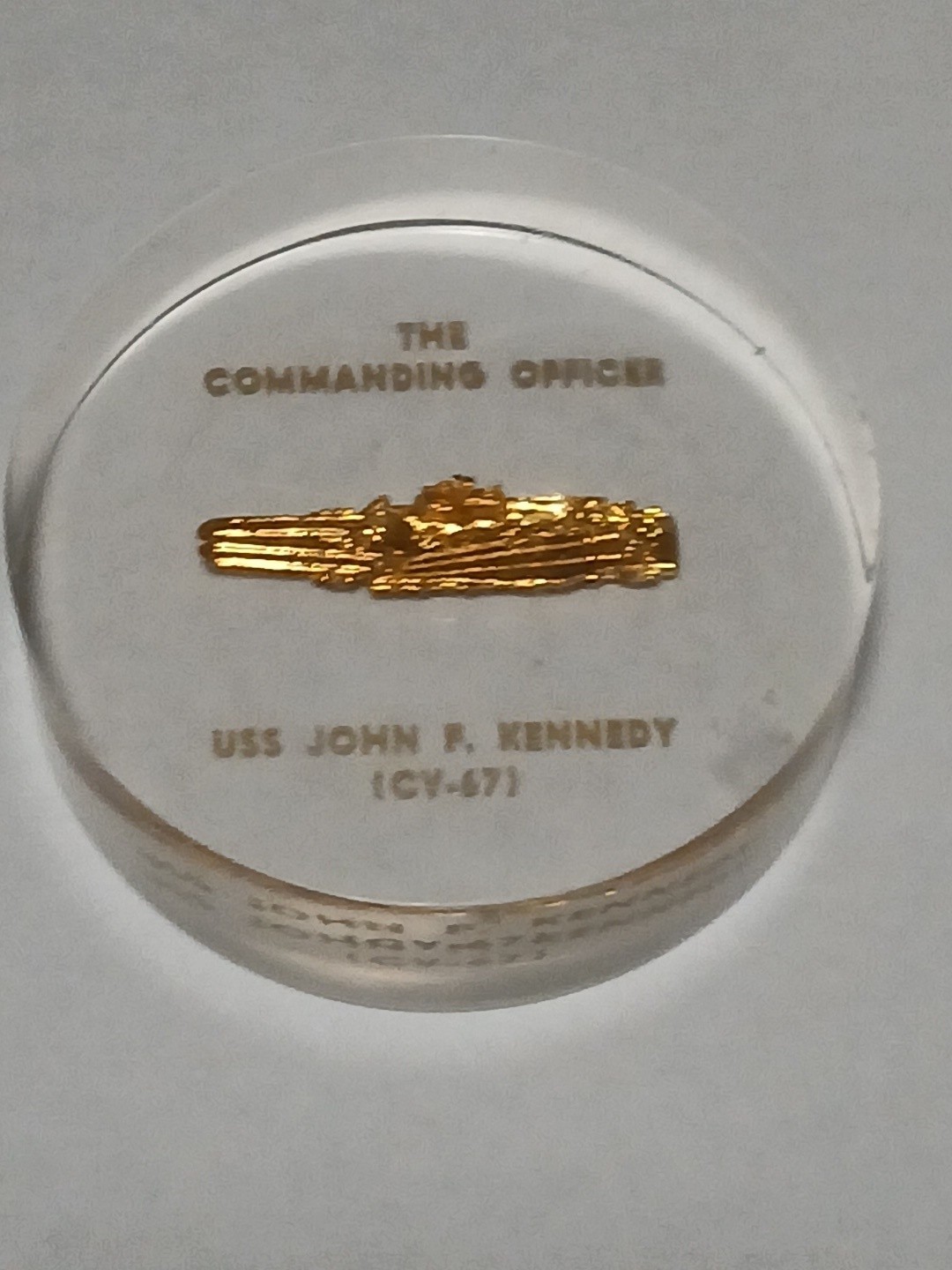 USS John F. Kennedy cv-67 Aircraft Carrier Commanding Officer Clear Paperweight USS John F. Kennedy cv-67 Aircraft Carrier Commanding Officer Clear Paperweight
