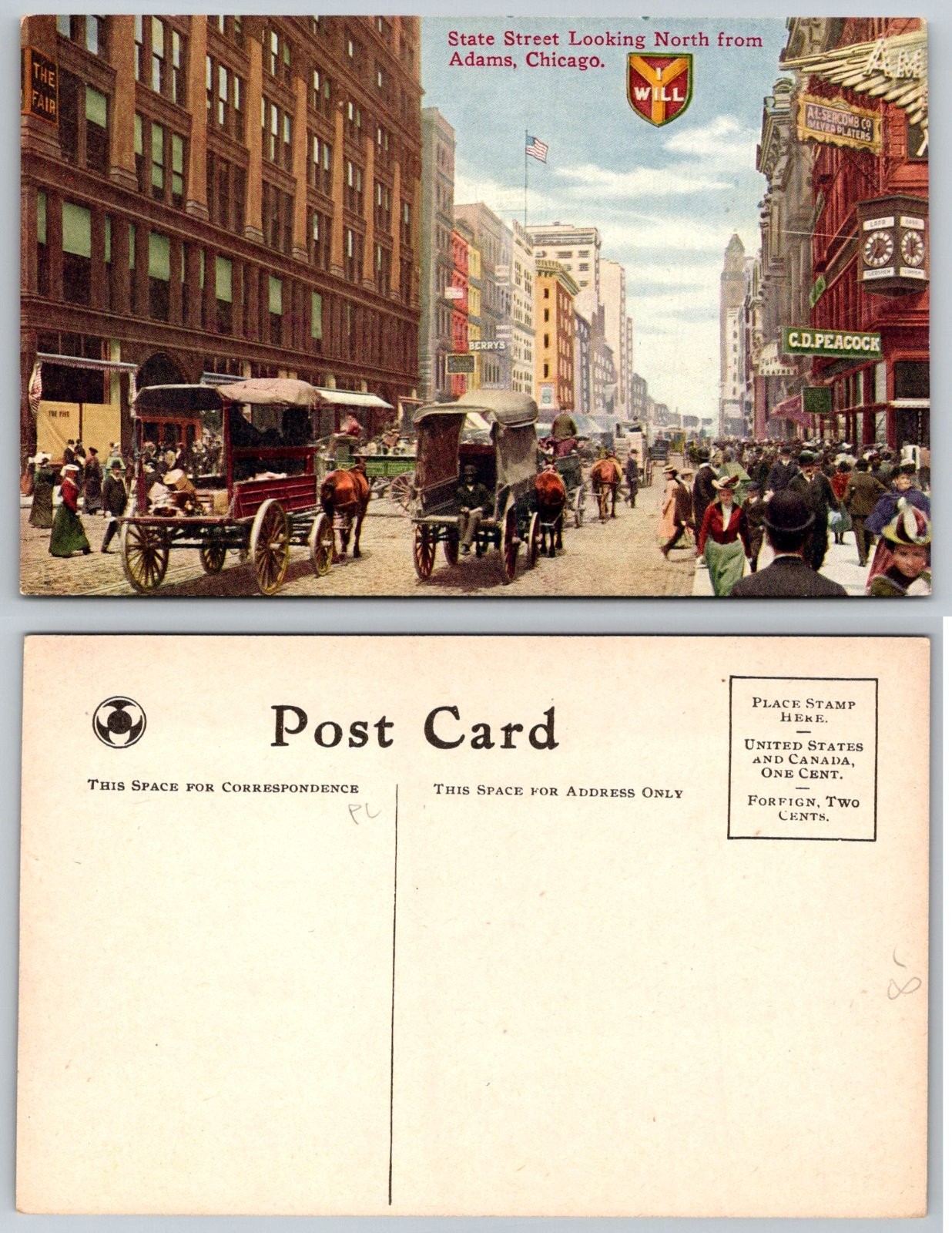 Standard Chicago State Street Adams Looking North Postcard
