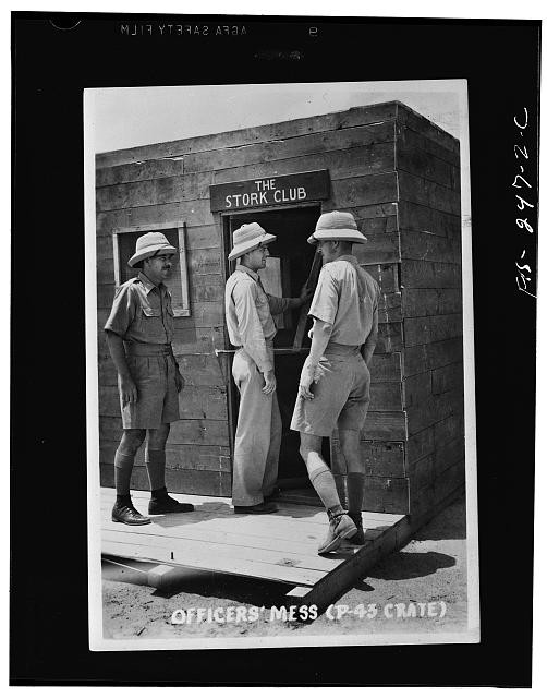 Photo:India 1942 Officers Mess Stork Club Airplane Crate Officers Entering