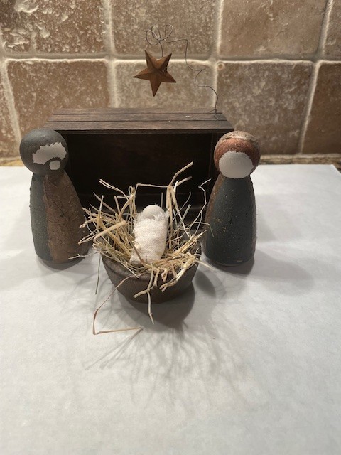 Vintage Handcrafted/Hand painted Wooden 4 Piece Nativity Set Vintage Handcrafted/Hand painted Wooden 4 Piece Nativity Set