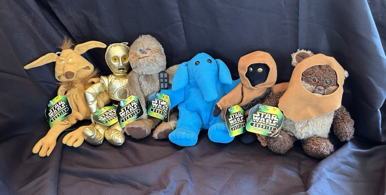 Vintage 1997 Star Wars Buddies Plush Lot of 6 NWT Max Rebo Salacious Crumb Jawa Vintage 1997 Star Wars Buddies Plush Lot of 6 NWT Max Rebo Salacious Crumb Jawa