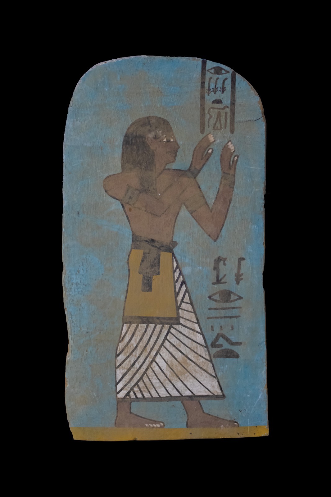 Rare Authentic Ancient Egyptian Antique Scribe Painted Relief Stone Figure BC