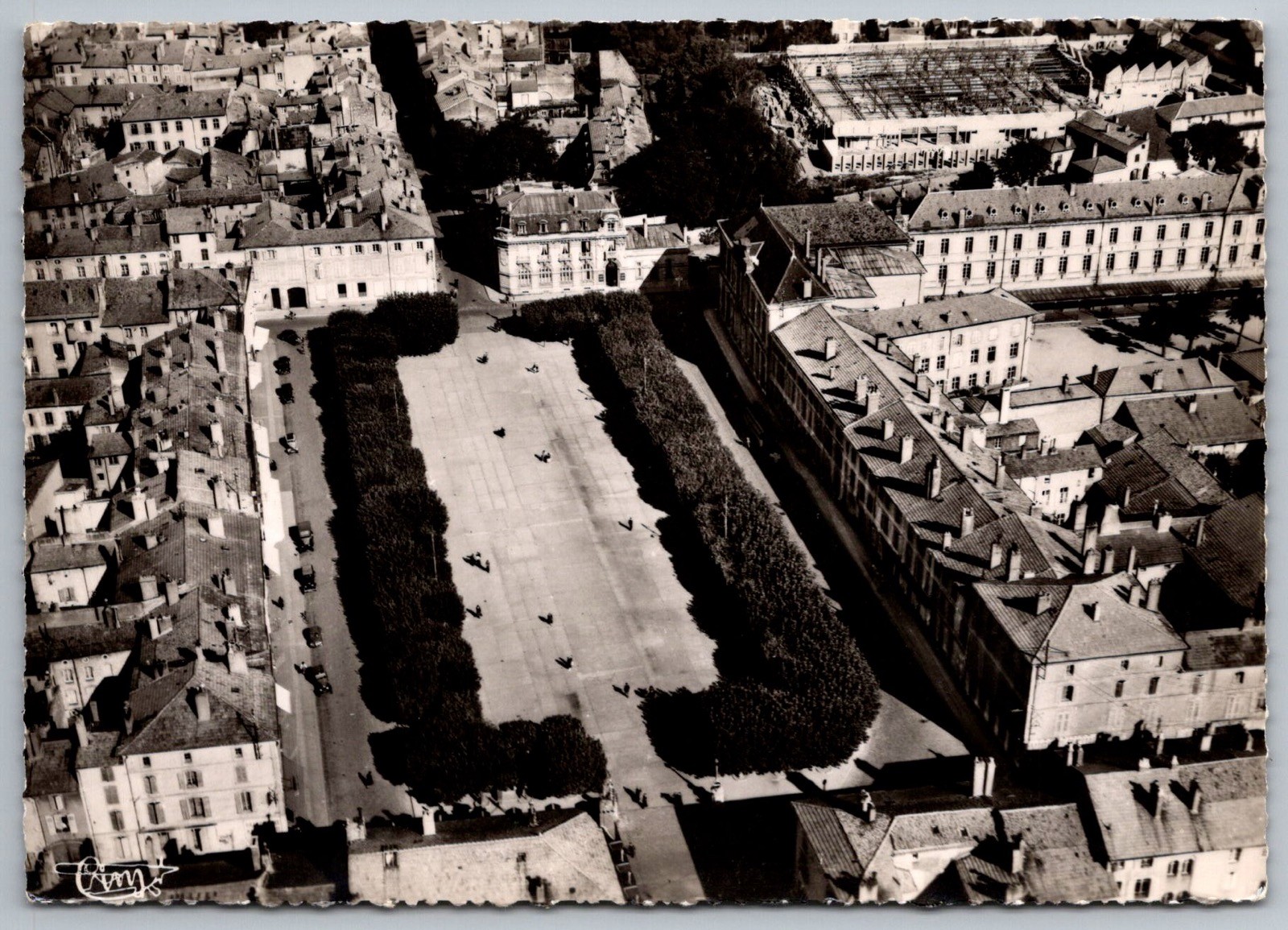 Place Leopold Aerial View Lunéville France Vintage Black & White RPPC
