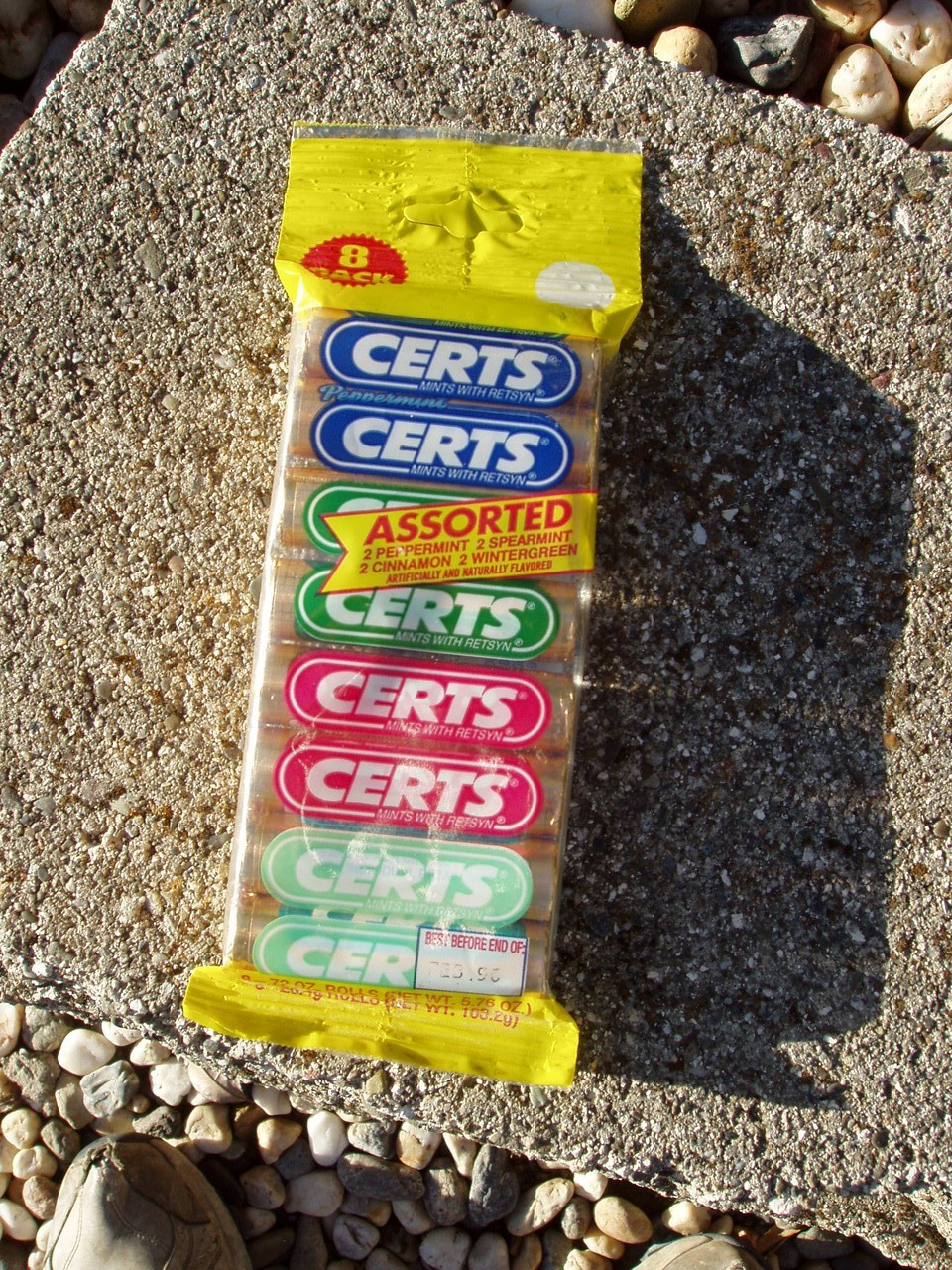 VINTAGE 8 PACK CERTS with RESTYN BREATH MINTS 4 FLAVORS SEALED PACKAGE NEW VINTAGE 8 PACK CERTS with RESTYN BREATH MINTS 4 FLAVORS SEALED PACKAGE NEW
