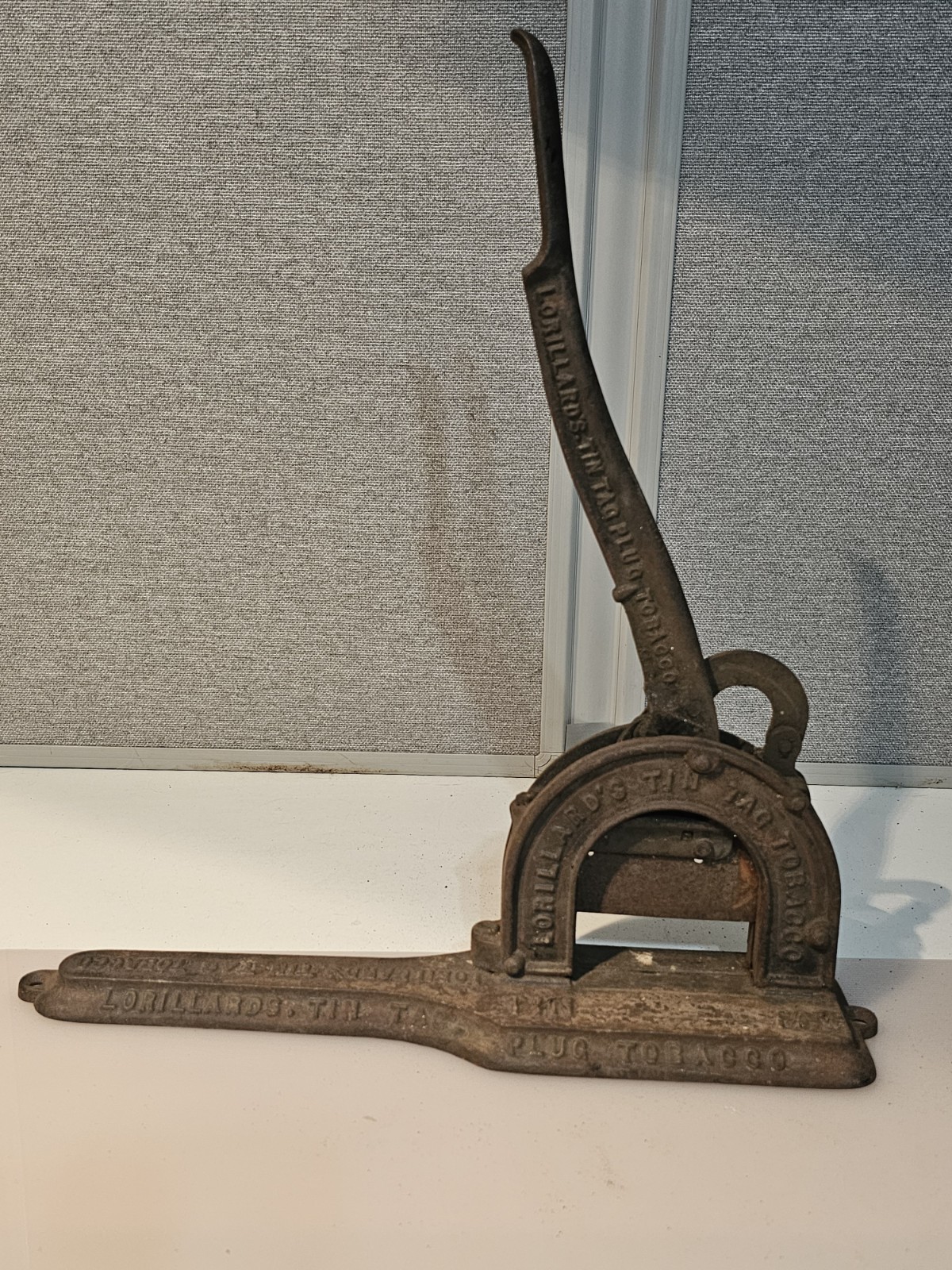 Antique 1875 Lorillard Tin Tag Tobacco Cutter Cast Iron General Store Sign Plug