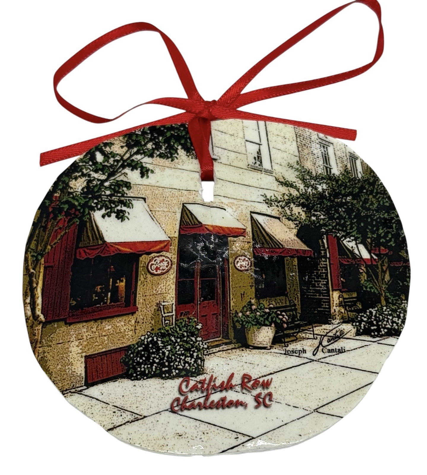 Catfish Row Seashell 3 1/2” Ornament Handpainted 2003 Charleston SC Red Ribbon Catfish Row Seashell 3 1/2” Ornament Handpainted 2003 Charleston SC Red Ribbon