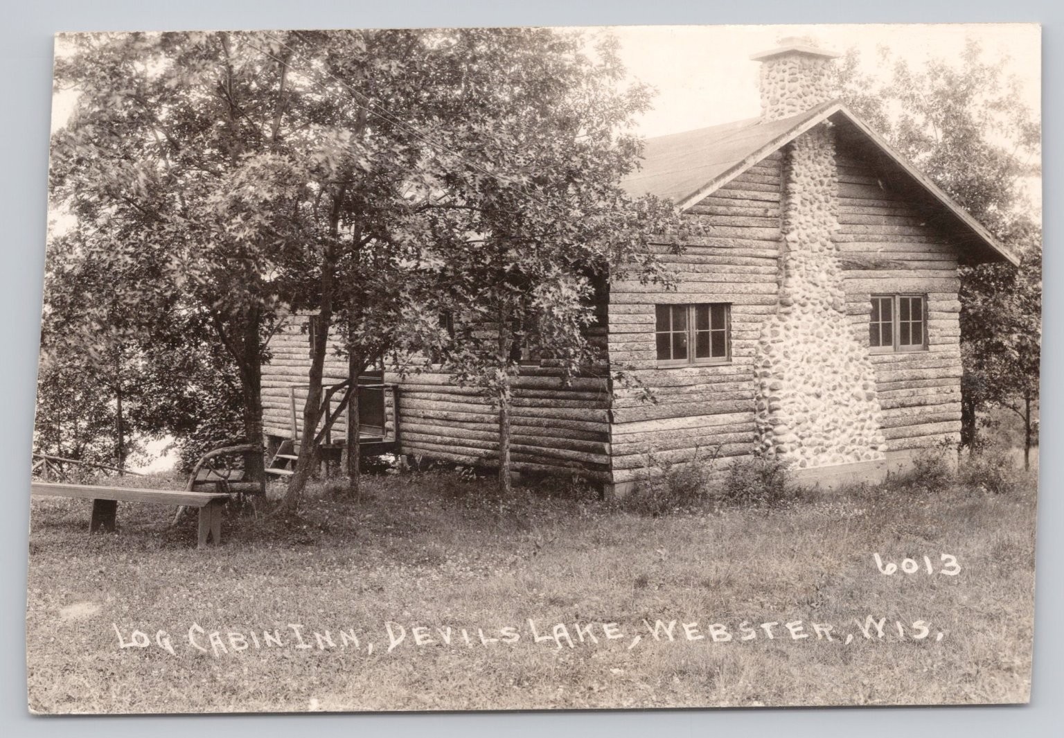 RPPC Log Cabin Inn Devils Lake Webster WI Postmarked 1938 Real Photo