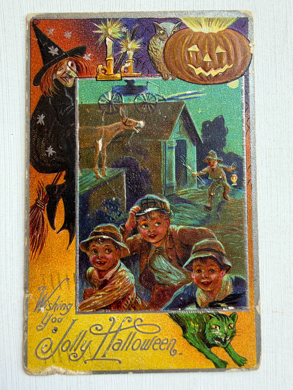1910 Antique Embossed Halloween Postcard from the Nash Series 4 Collection