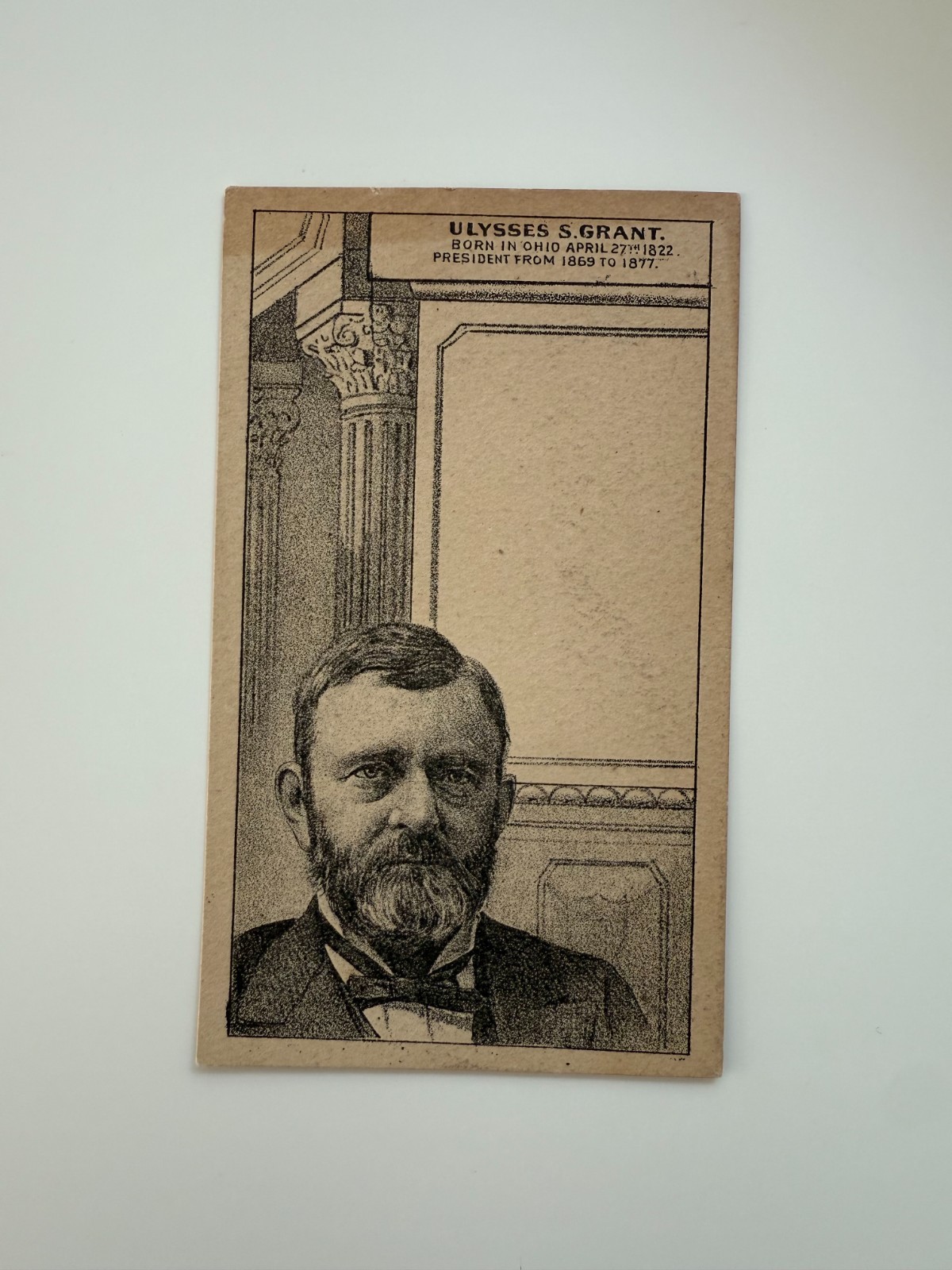 1880\'s HD2A Trade Card - President Ulysses S. Grant 1880\'s HD2A Trade Card - President Ulysses S. Grant
