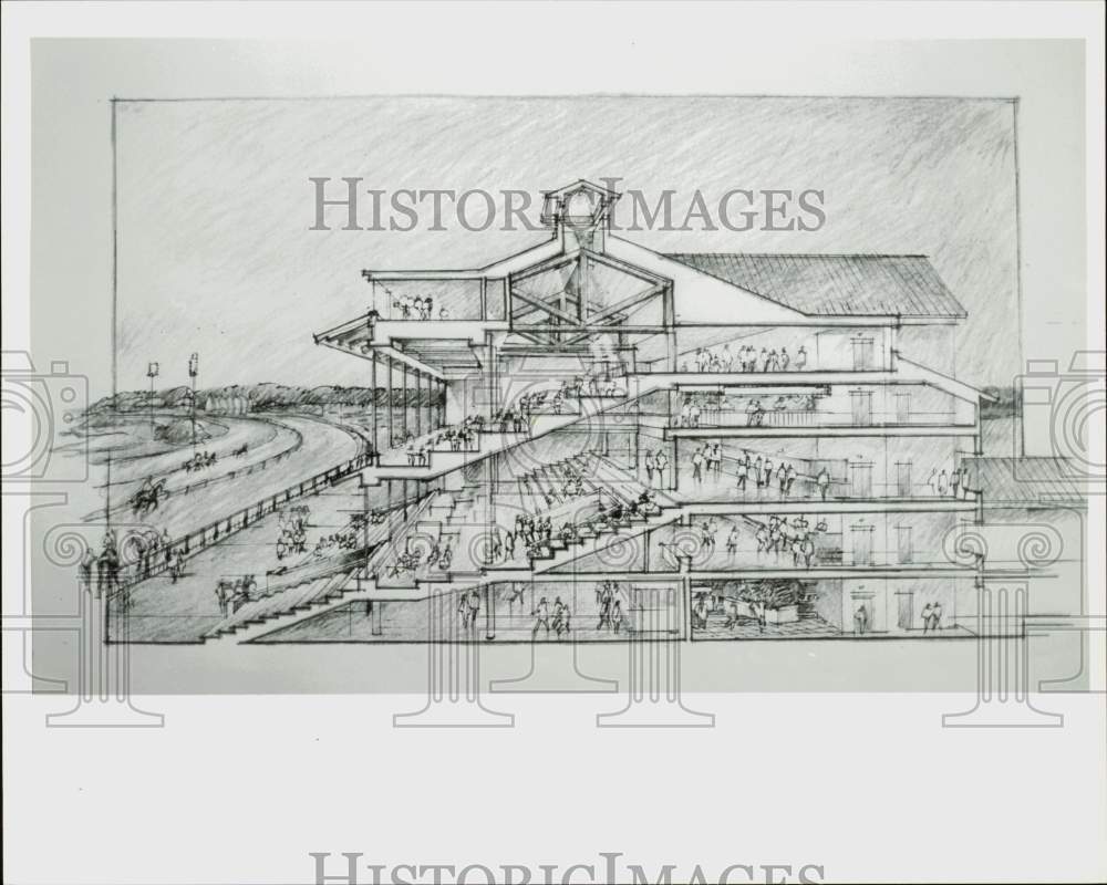 1994 Press Photo Drawings of new racing clubhouse at fairgrounds in New Orleans
