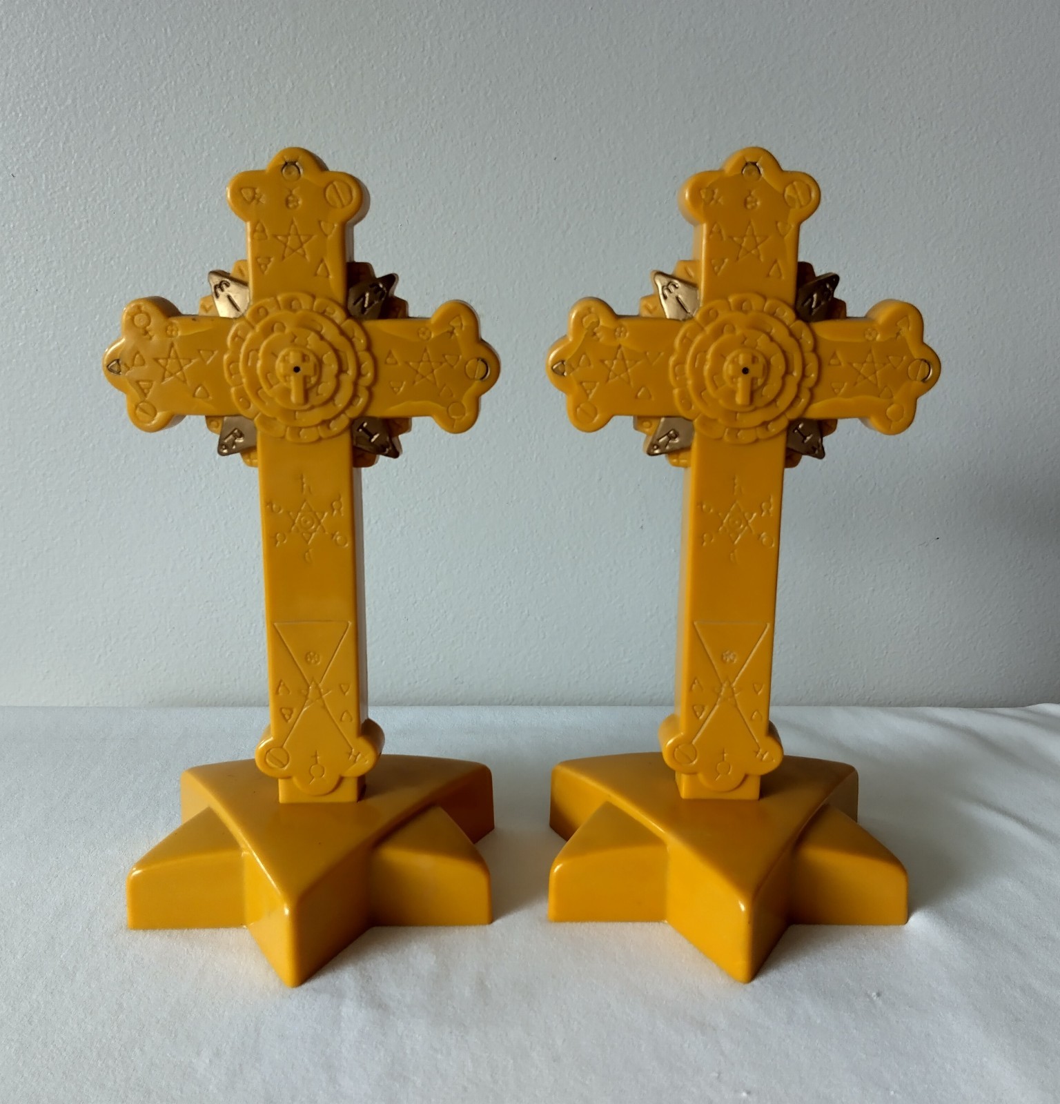1950s AMORC Rosicrucian Hermetic Rose Cross Butterscotch Plastic Pair Vintage 1950s AMORC Rosicrucian Hermetic Rose Cross Butterscotch Plastic Pair Vintage