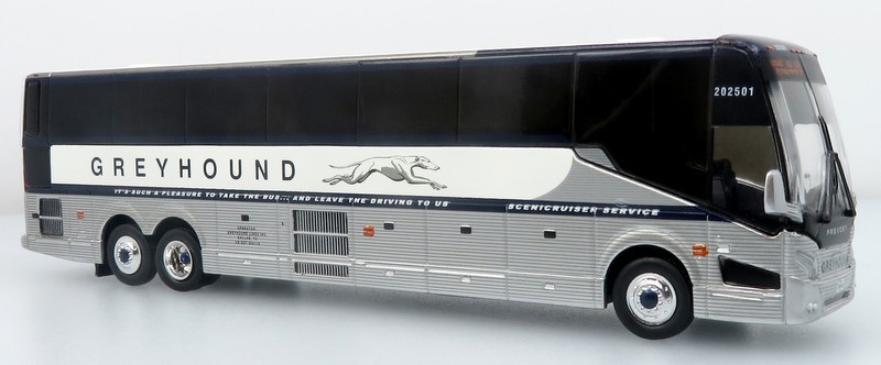 Prevost H3-45 Coach: Greyhound Scenicruiser Vintage Livery 1:87 (HO) Diecast Prevost H3-45 Coach: Greyhound Scenicruiser Vintage Livery 1:87 (HO) Diecast